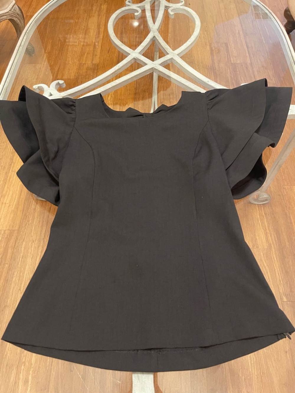 Source Unknown Black Ruffle Sleeve Blouse